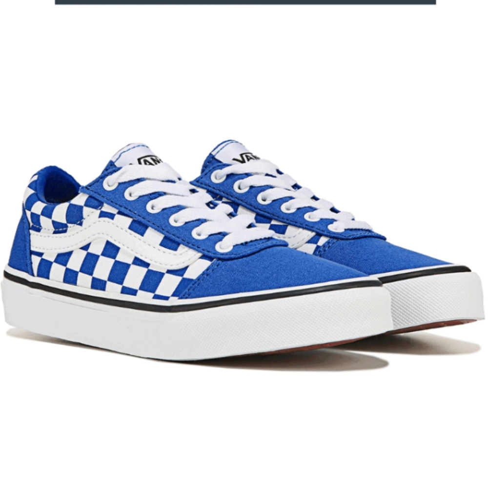 Vans Old Skool Blue & White Checkered Shoes Kids